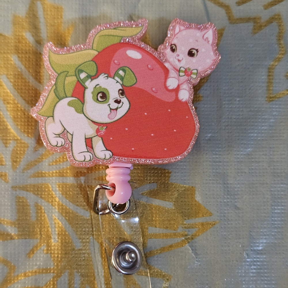 Strawberry Shortcake Custard Badge Reel with Strawberry Design